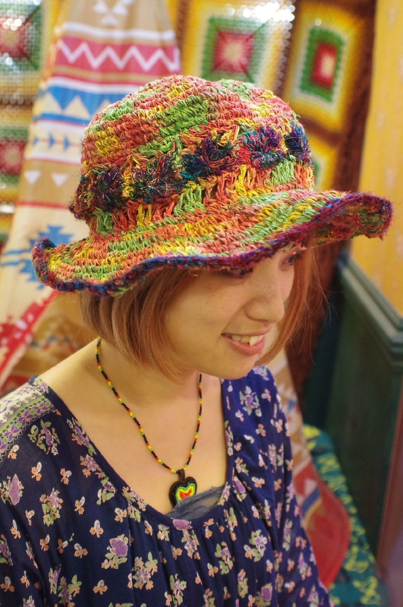 ☼saibaba ethnique // 手工編織麻繩混紗麗線帽子☼ - หมวก - วัสดุอื่นๆ หลากหลายสี