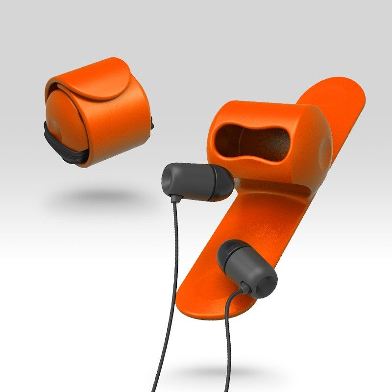 Snappy耳機捲線器-蜜糖橘 - 捲線器/電線收納 - 矽膠 橘色