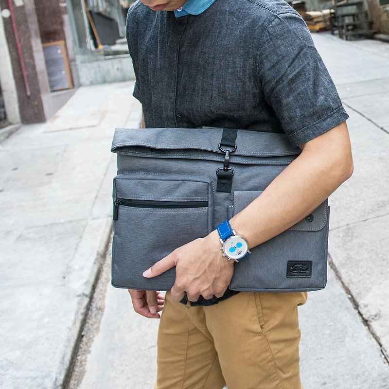 Jaunty lightweight clutch briefcase (gray) - กระเป๋าคลัทช์ - วัสดุอื่นๆ สีเทา