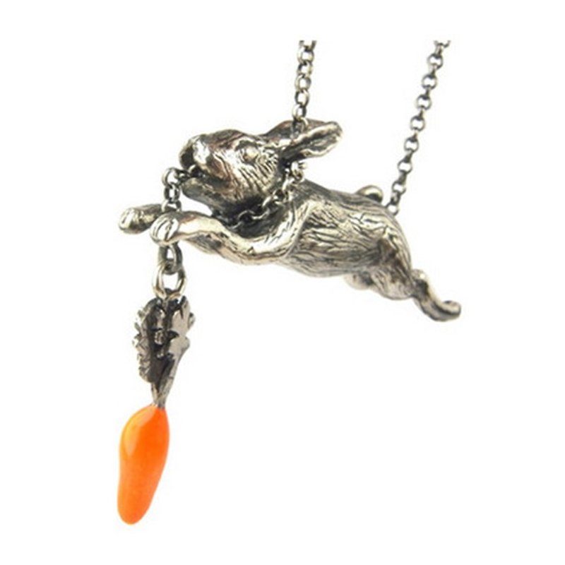 [PAPERSELF Select] British momocreatura - Eat and Vomit (Rabbit & Carrot) necklace - สร้อยคอ - โลหะ สีเทา