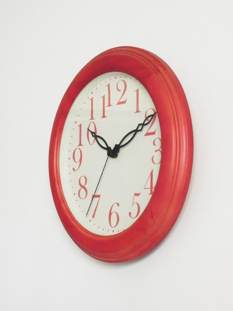 往日情懷 壁掛時計(紅色) - นาฬิกา - ไม้ สีแดง