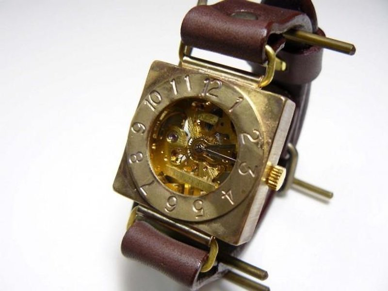手巻きBrass Mens "Compass2-BHW"  BR - 腕時計 - 革 