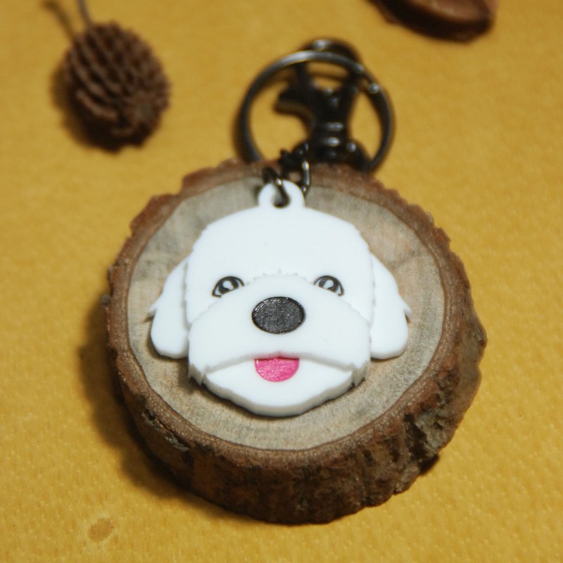 The hairy child is around the key ring / Maltese - Keychains - Acrylic Black