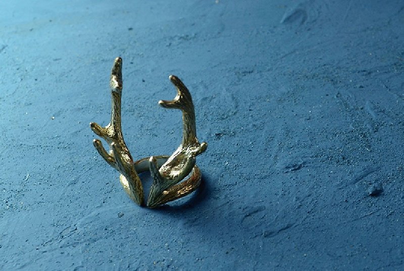 ▽-Rudolph-▽-brass alloy Ring / antlers /christmas day - แหวนทั่วไป - โลหะ สีน้ำเงิน