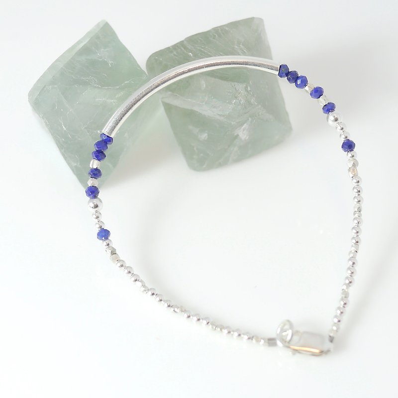 Summer Collection ~ Lapis Lapis Sterling Silver Bracelet - สร้อยข้อมือ - เครื่องเพชรพลอย สีน้ำเงิน