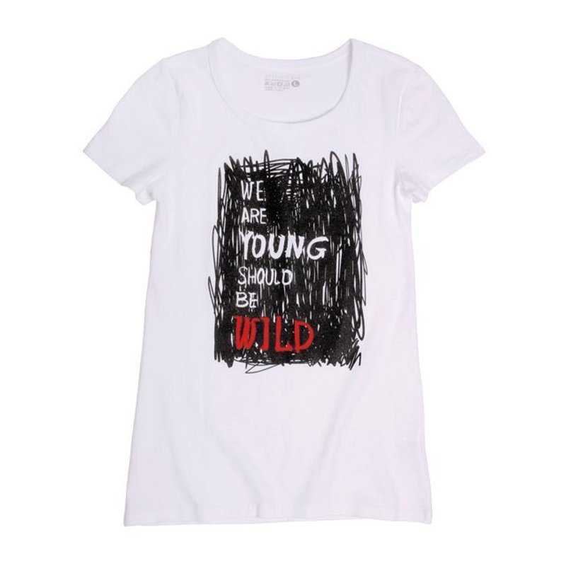 Well defined so Wild Wild Peach cotton T - เสื้อยืดผู้หญิง - ผ้าฝ้าย/ผ้าลินิน ขาว