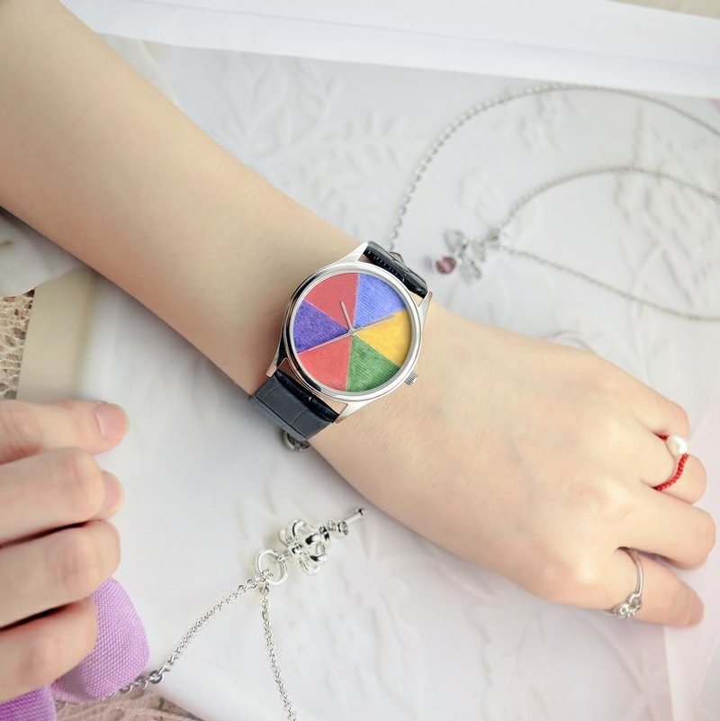 Colorful Drawing Watch (Six share) - นาฬิกาผู้ชาย - โลหะ สีน้ำเงิน