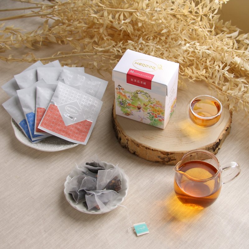 [12% off] Black floral tea combination bag/triangular tea bag/various flavors - อื่นๆ - วัสดุอื่นๆ สีแดง