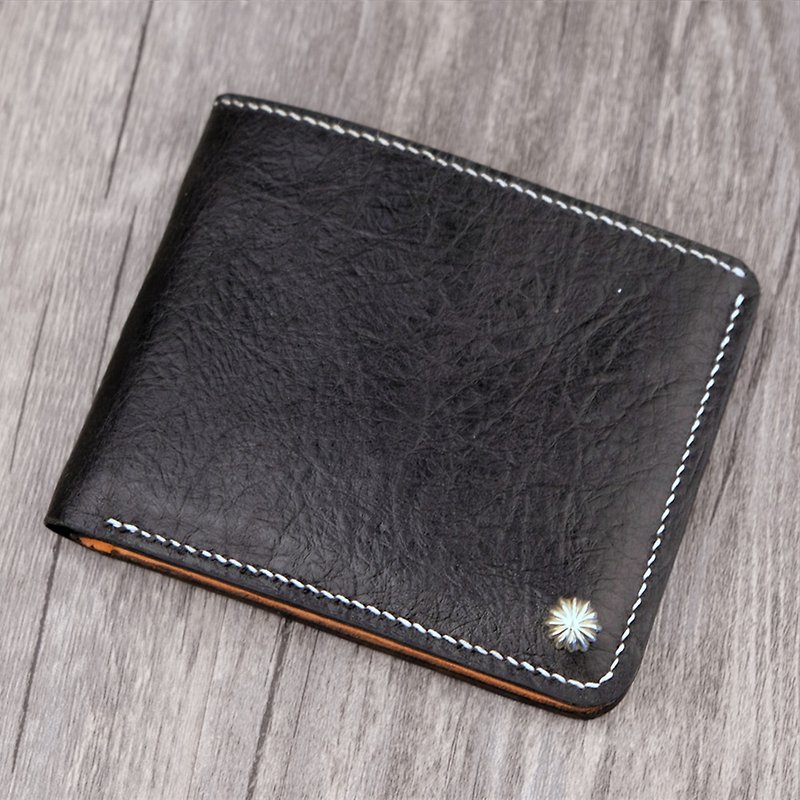 Handmade vegetable tanned leather wallet - Wallets - Genuine Leather Black