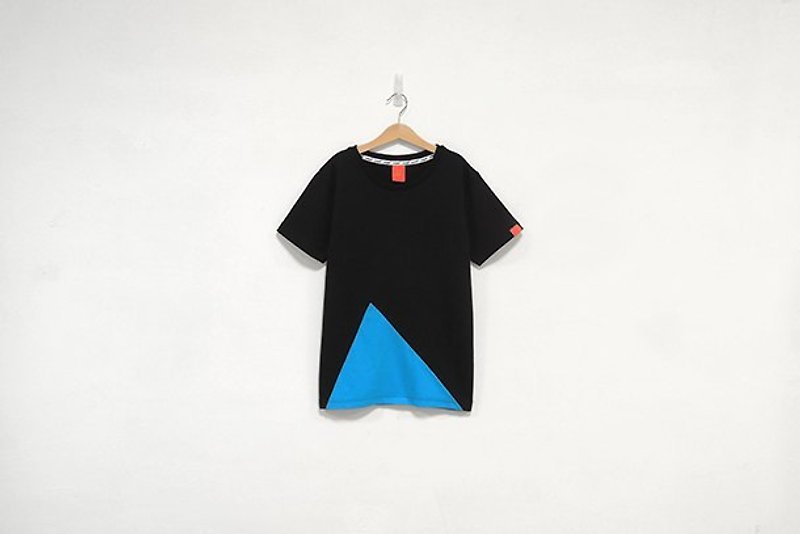 "H-ZOO" 不規則三角形繽紛拼接Tee - 黑＊藍 - ( S號已售完 ) - T 恤 - 其他材質 藍色