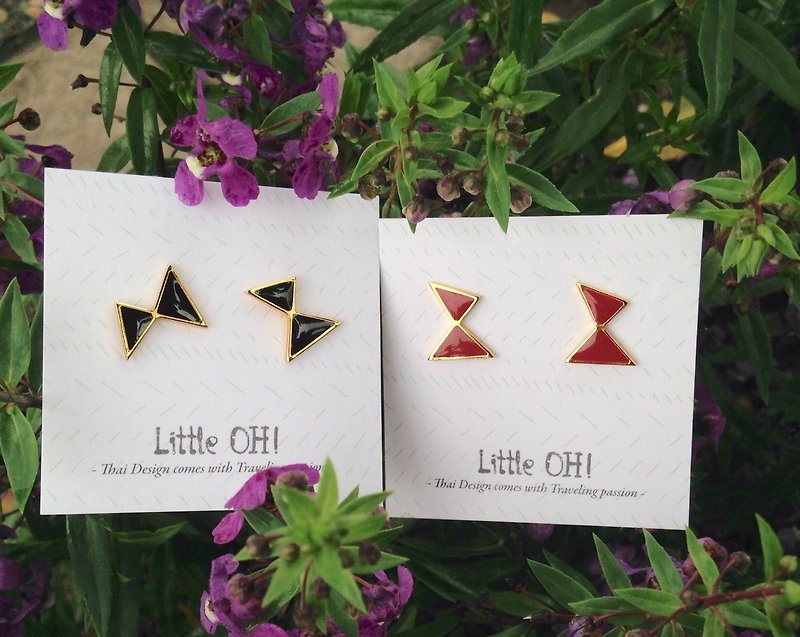 Minimalist bow romantic personalized style earrings and Clip-On Christmas gift - ต่างหู - วัตถุเคลือบ 