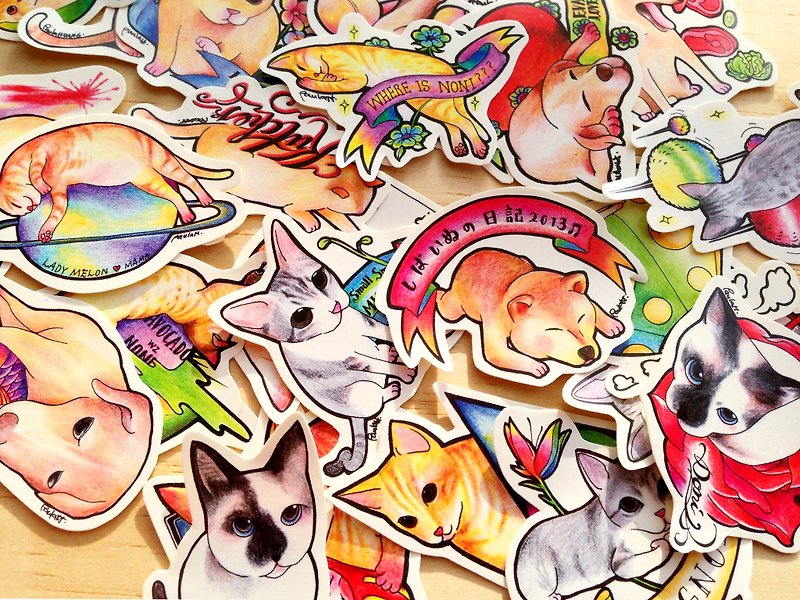 Shiba Inu and his friend stickers I (27pic) - Stickers - Paper Multicolor