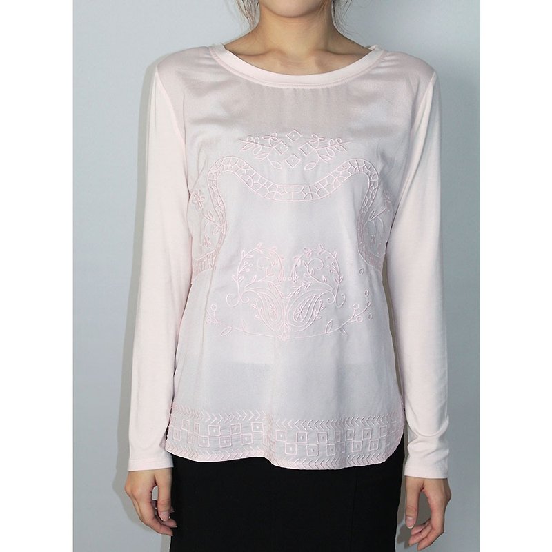 NOVI pink flowers and embroidery TEE- - Women's T-Shirts - Thread Pink