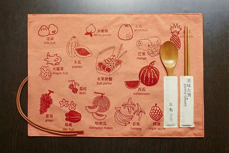 「美味台灣」餐墊-水果/哈密瓜粉紅 - อื่นๆ - วัสดุอื่นๆ สีส้ม
