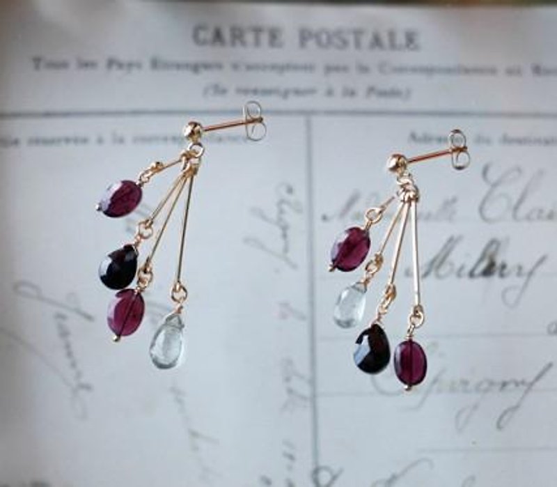[New] earrings &amp; earrings lacrima (type: B) [Bordeaux] - ต่างหู - โลหะ 