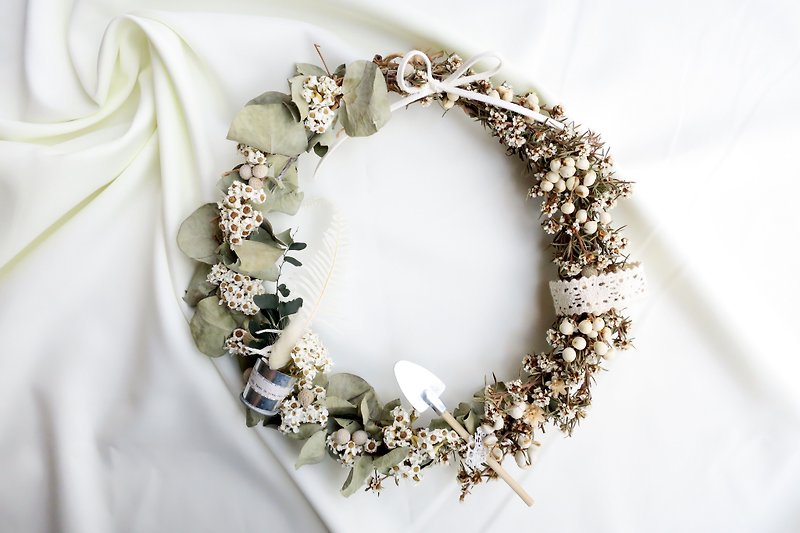 ▫One spendthrift ▫ light pastoral style fruit dried flower wreath groceries - ของวางตกแต่ง - พืช/ดอกไม้ ขาว