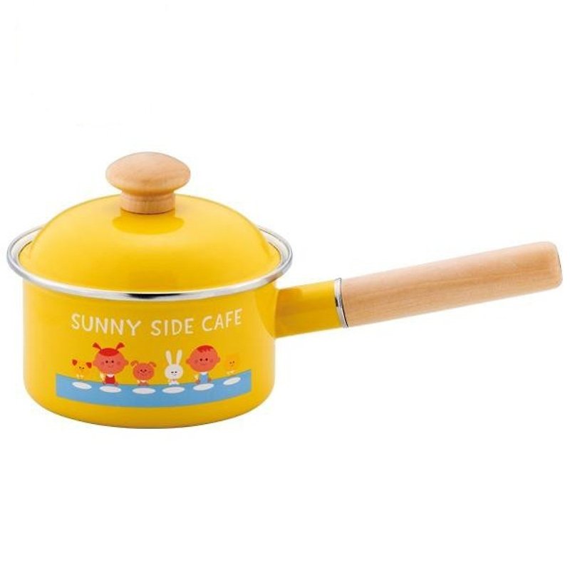 <Japanese Design> Illustrator 珐琅 One-handed Soup Pot 1.2L (Illustration Design - Shimabara) - Pots & Pans - Other Materials Yellow