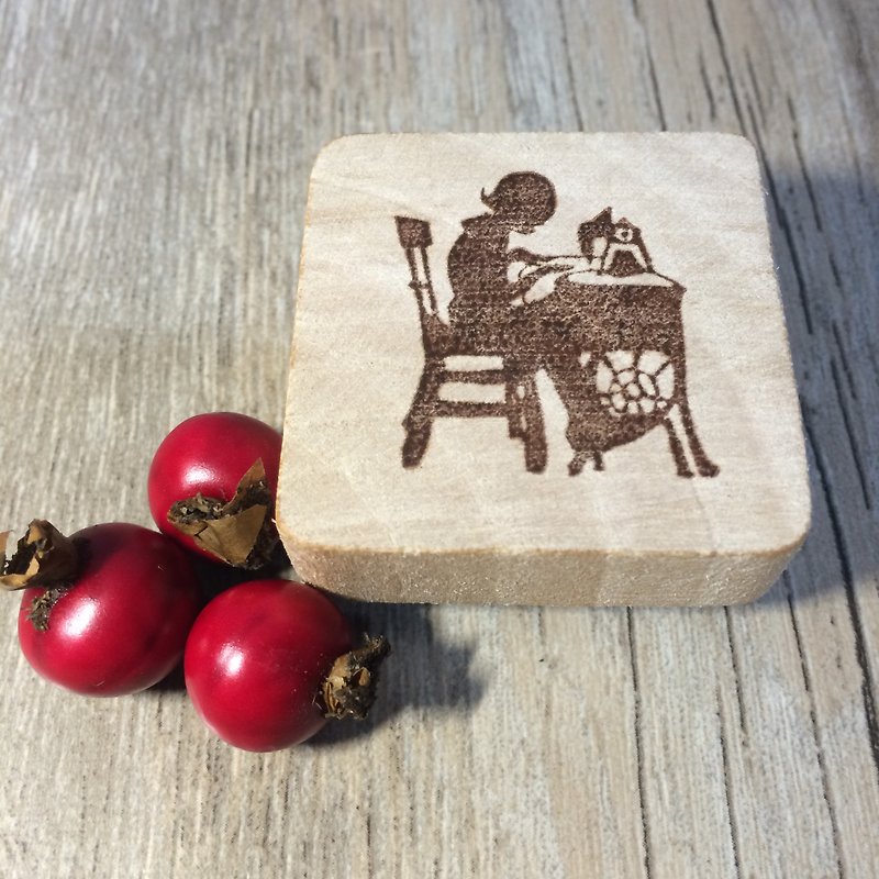 Sewing woman hand stamp - Stamps & Stamp Pads - Wood White