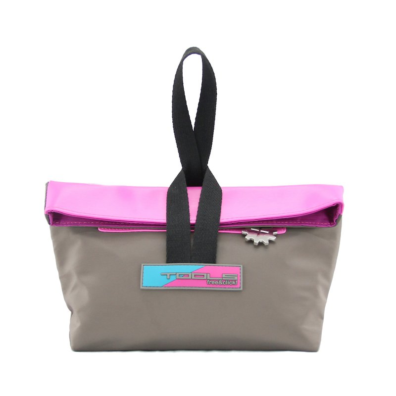 tools Hand Tote Bag :: Fashion :: Dual Use :: Convenience # 卡其 桃红 140103 - Clutch Bags - Waterproof Material Pink