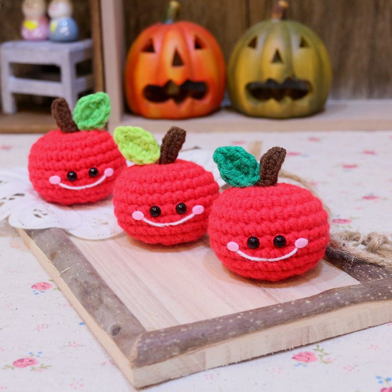 Smiling apple. key ring. birthday present - Stuffed Dolls & Figurines - Other Materials Red