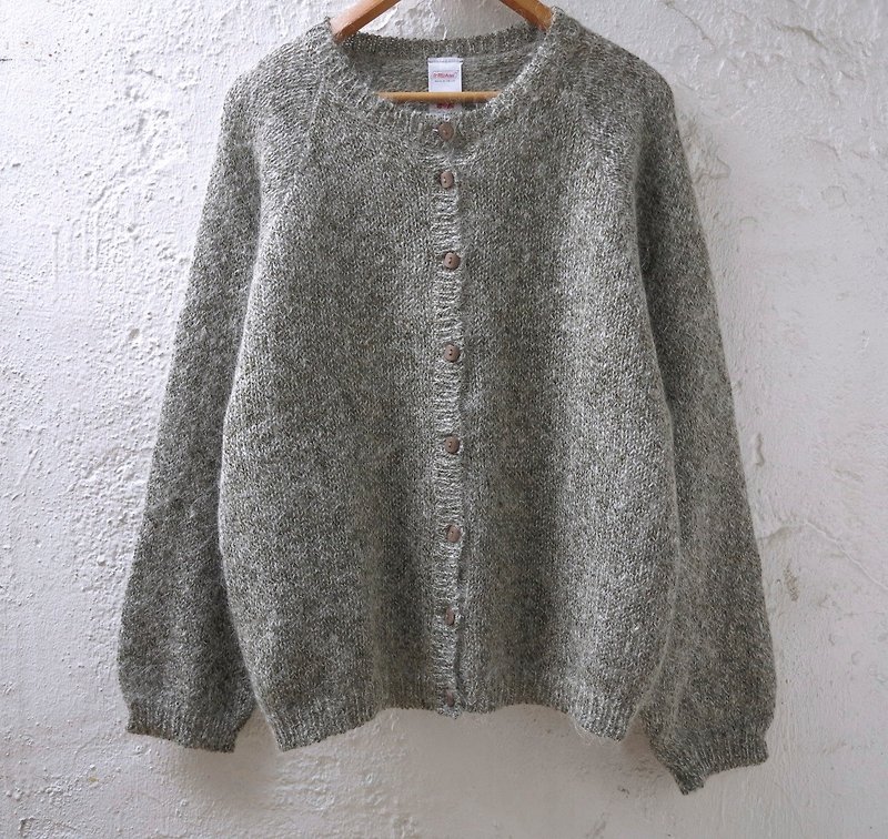 FOAK古著 英國製灰橄欖色毛衣外套 - ニット・セーター - その他の素材 グレー