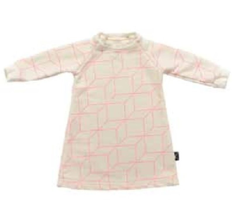 2014 autumn and winter NUNUNU A-line dress (fluorescent powder stars/white fluorescent powder grid) - Other - Cotton & Hemp Pink