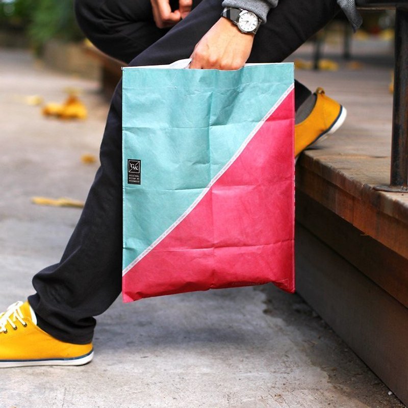 Card Bag 摺疊購物袋 / 703粉青款 - Handbags & Totes - Waterproof Material Pink