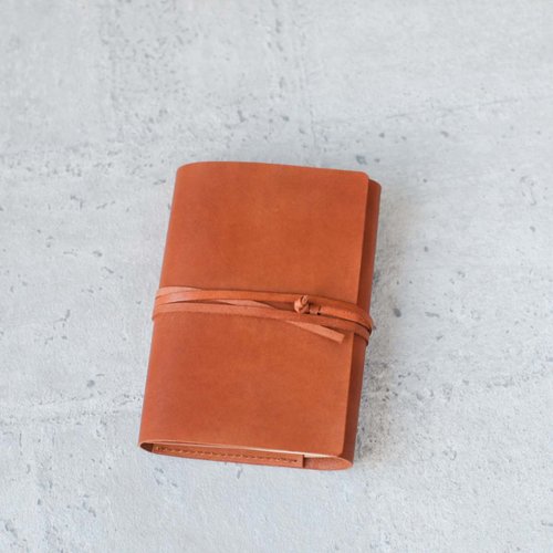 Orange refillable leather journal notebook/ Book Cover A6