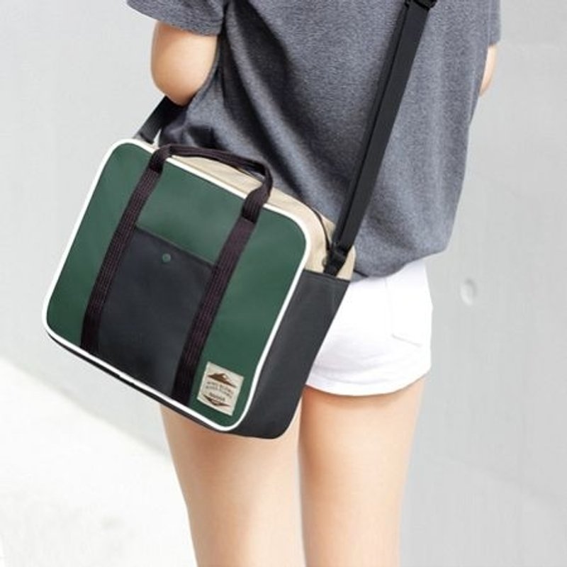 Dessin x Iconic-Cube bag box shoulder bag V.2- forest green, ICO81258 - กระเป๋าแมสเซนเจอร์ - วัสดุอื่นๆ สีเขียว