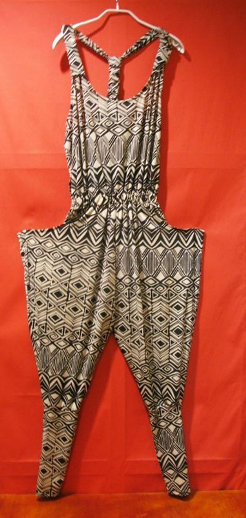 Post Free Shipping! Baroque geometric jumpsuit pants - black tribal wild - Overalls & Jumpsuits - Other Materials Black