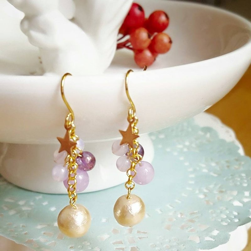 Starry Pieces Cotton Pearl Earrings