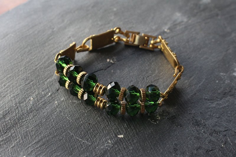 Liang Cheng (green) -half's half of pure brass bracelet - สร้อยข้อมือ - โลหะ สีเขียว