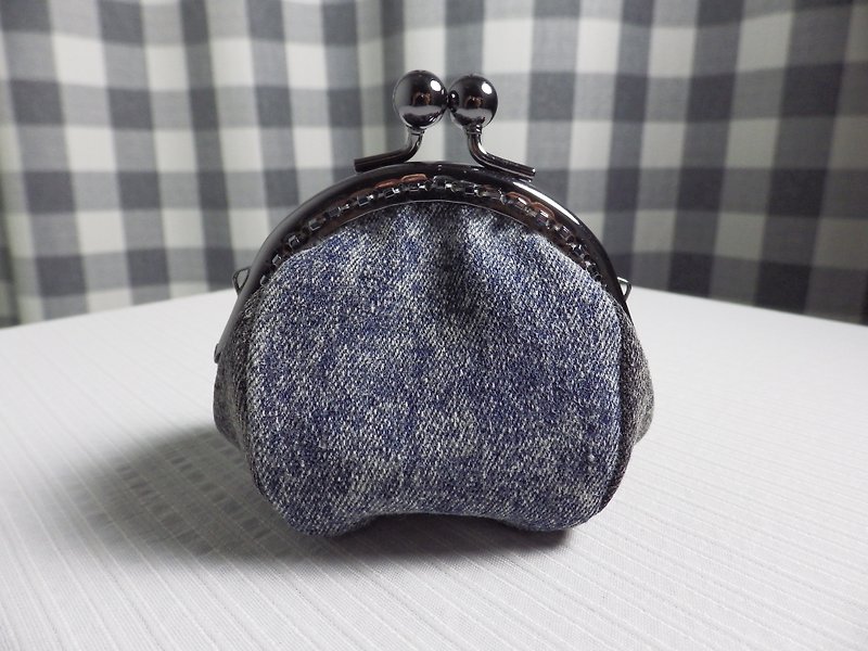 Blue denim purse color snowflakes (mouth gold bag models) - Coin Purses - Other Materials Blue