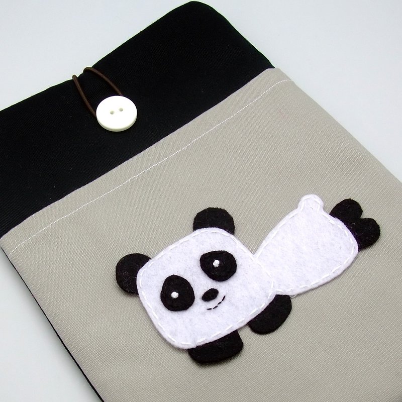 iPad Mini Cover/Case自家製平板電腦袋，布套 ，布包 (可量身訂製) - 熊貓 - 平板/電腦保護殼/保護貼 - 棉．麻 灰色
