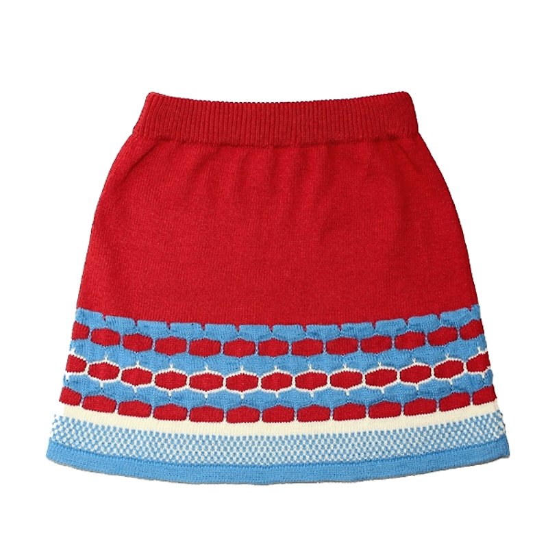 YU Square <紅紅覆盆子>針織短A字裙 - 裙子/長裙 - 其他材質 紅色