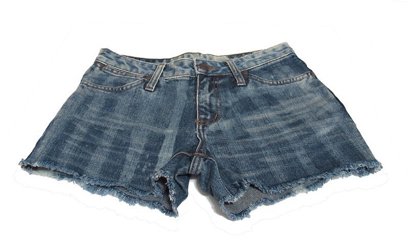 【Wahr】 格子牛仔短褲(remake Wrangler) - 闊腳褲/長褲 - 其他材質 藍色