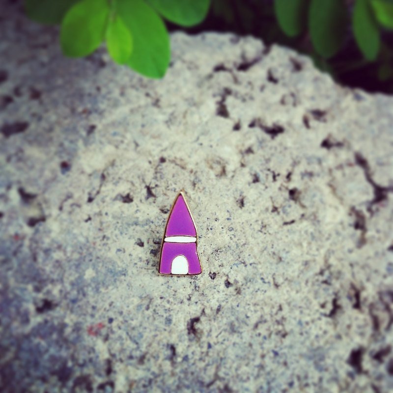 Purple house ☉ Handmade earrings (single) - Earrings & Clip-ons - Other Metals Purple