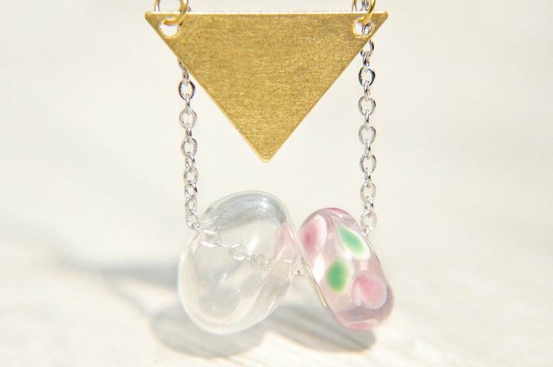 Valentine's Day gift / geometric style / French stripe mouth blown glass necklace short chain long chain clavicle chain-round geometry between virtual and reality - Long Necklaces - Glass Multicolor