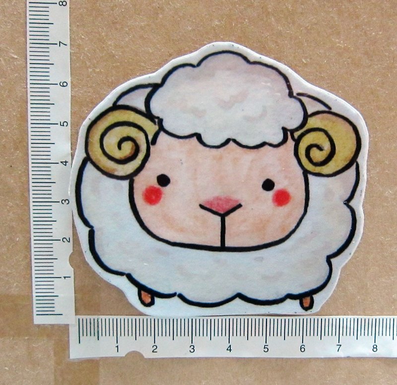 Hand drawn illustration style completely waterproof sticker sheep bleating sheep - สติกเกอร์ - วัสดุกันนำ้ ขาว