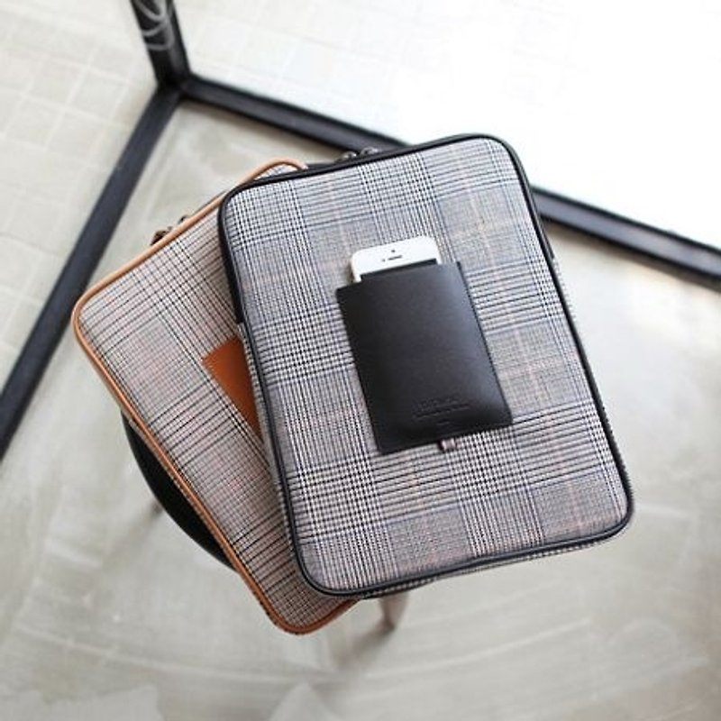 Dessin x Indigo- simple life Ver.2-Tablet canvas Tablet Pouch - black houndstooth, IDG01322 - Tablet & Laptop Cases - Other Materials Black