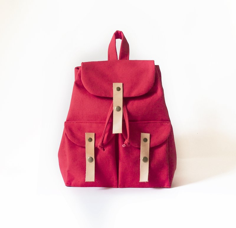 Casual backpack - bright red - กระเป๋าเป้สะพายหลัง - วัสดุอื่นๆ สีแดง