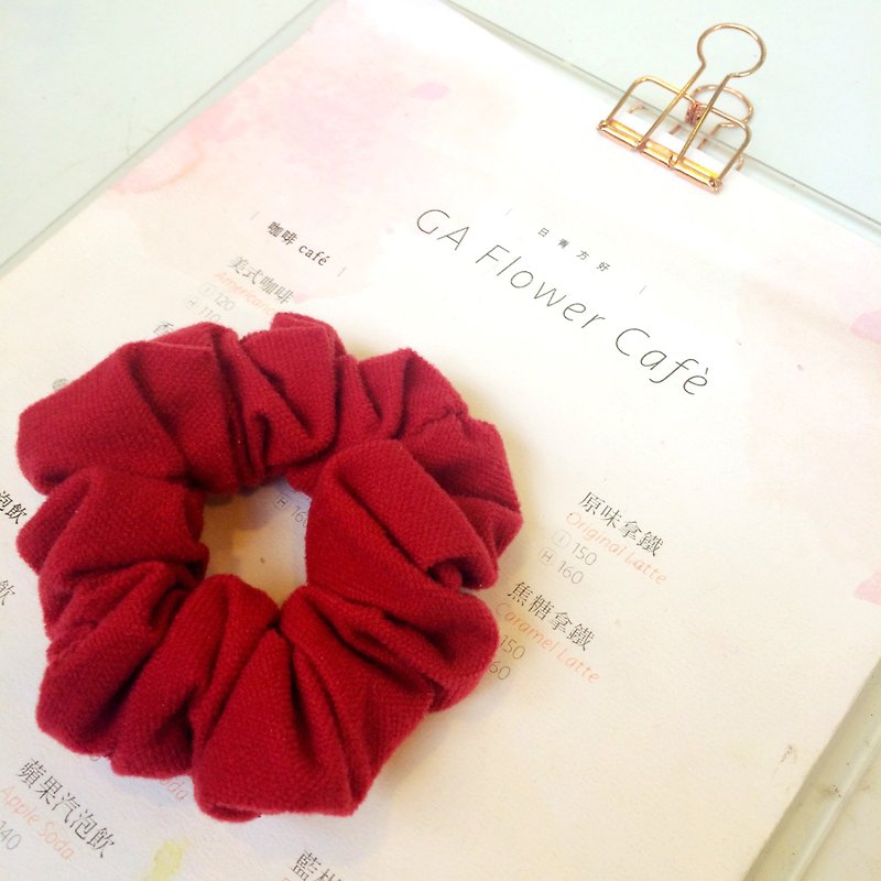 Dr.Pumpkin - Large Intestine Flower Hair Ring (Euphorbia Ring) - [Cotton] Series - Christmas Red - เครื่องประดับผม - วัสดุอื่นๆ สีแดง