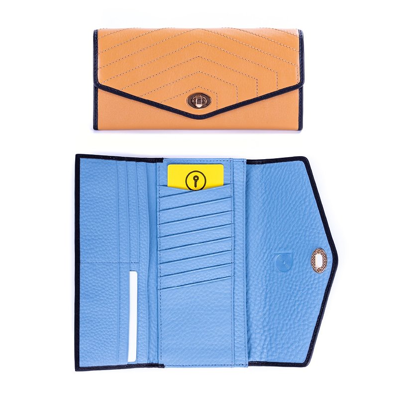 13 card flip cover and turn buckle long clip can be pressed, optional color - Wallets - Genuine Leather Multicolor