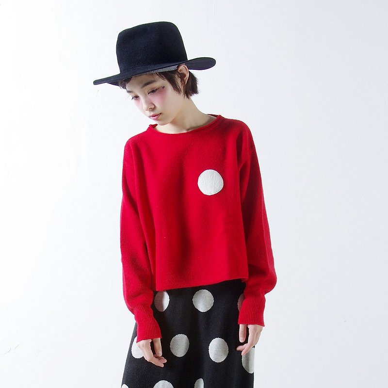 紅色羊毛短版衫 - imakokoni - 女裝 上衣 - 羊毛 紅色