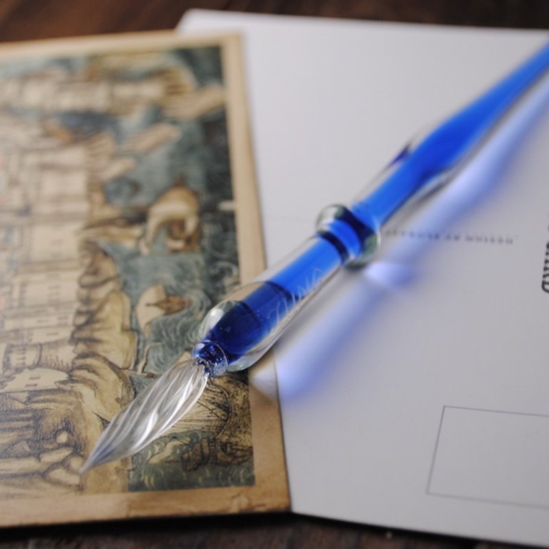 （インクなし）バレンタインギフトカスタマイズレタリング（ガラスペンホルダーを含む）[T] MSAガラス（透明ライトブルー）色ガラスクリスタルアートの彫刻ペン - その他のペン - ガラス ブルー