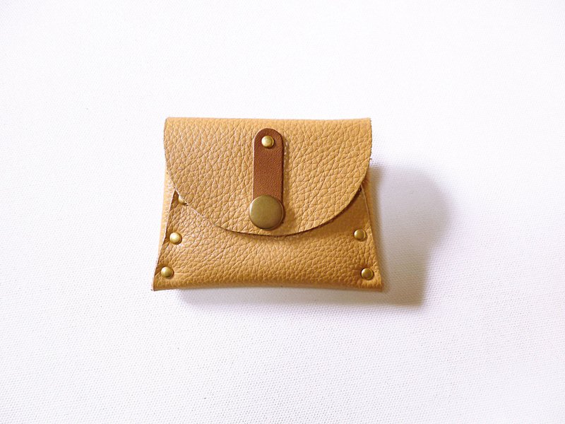 POPO│ unstamped │ cow leather. Purse │ tea color - กระเป๋าสตางค์ - หนังแท้ สีเหลือง