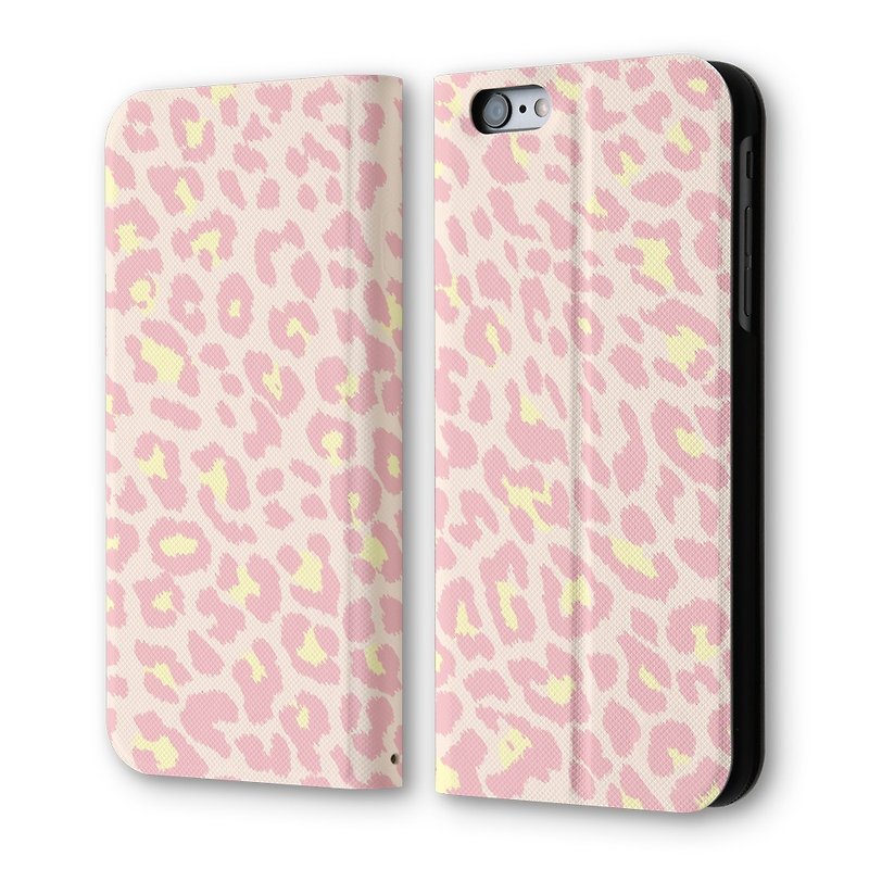 iPhone 6/6S Flip Leather Case Pink Leopard Print PSIB6S-003P - เคส/ซองมือถือ - หนังเทียม สึชมพู