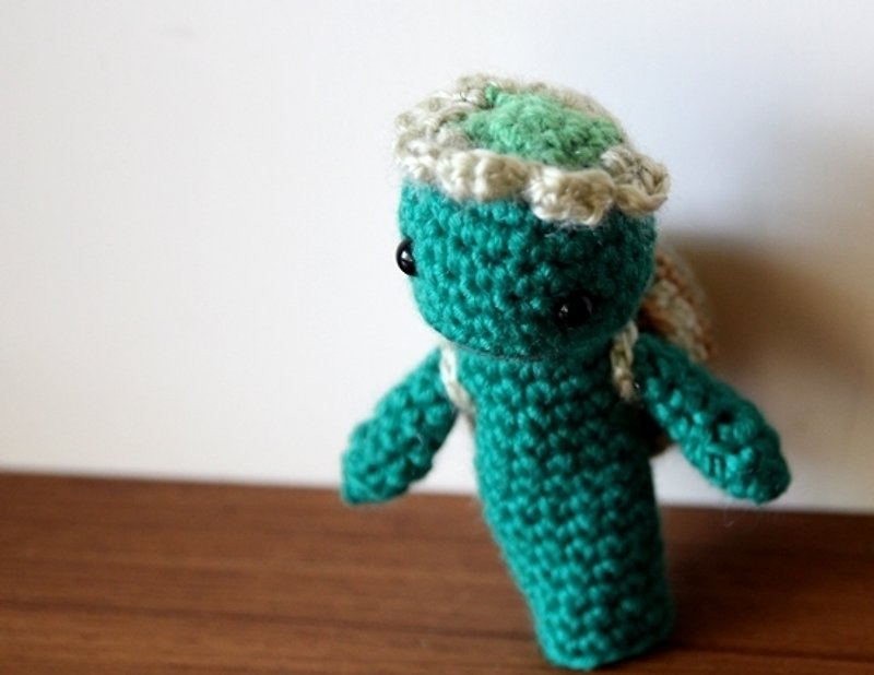 Amigurumi crochet doll: Finger doll, Green Kappa, Story time doll, dark green - ตุ๊กตา - วัสดุอื่นๆ สีเขียว