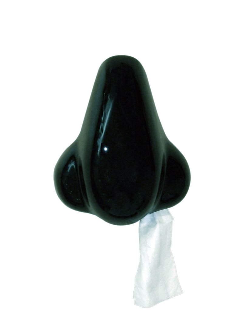 Big Nose Toilet Paper Holder-Black/White - ของวางตกแต่ง - ดินเผา สีดำ