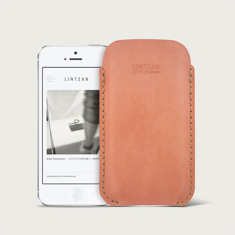 LINTZAN “手工縫製皮革”iPhone 5/5S 手機皮套 -- 粉玫色 - อื่นๆ - หนังแท้ สึชมพู
